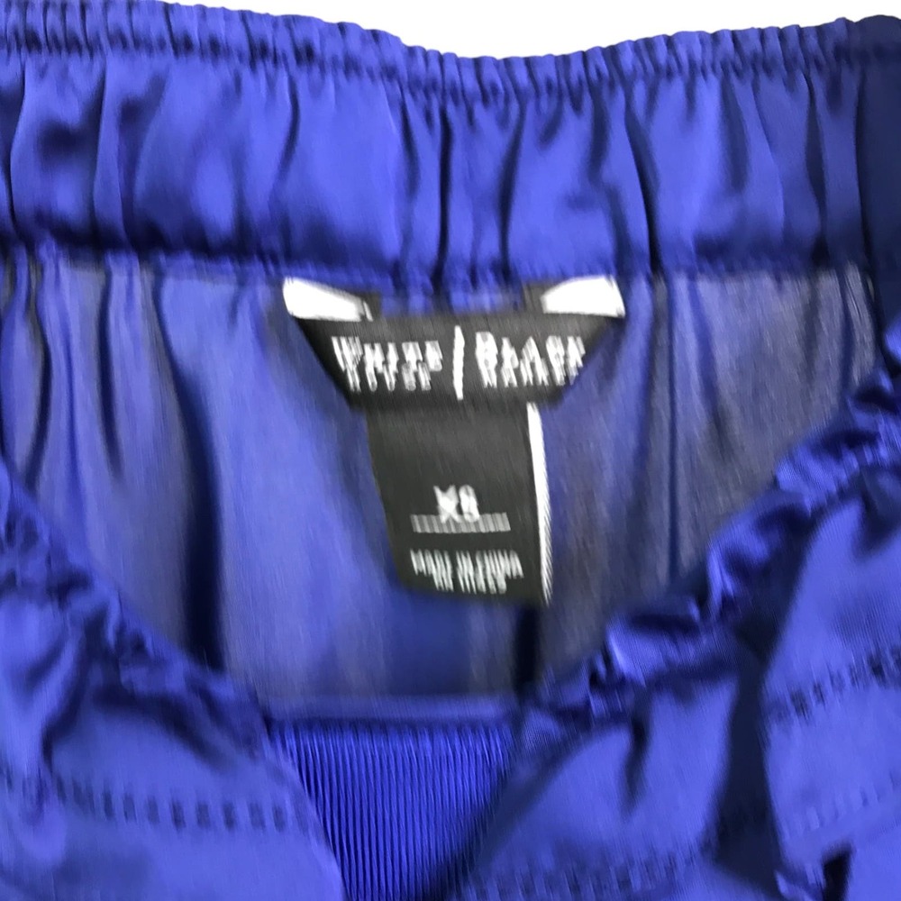 White House Black Market Women's Blouse Ruffle Sleeveless Blue Stretch Top Sz XS - Picture 2 of 10